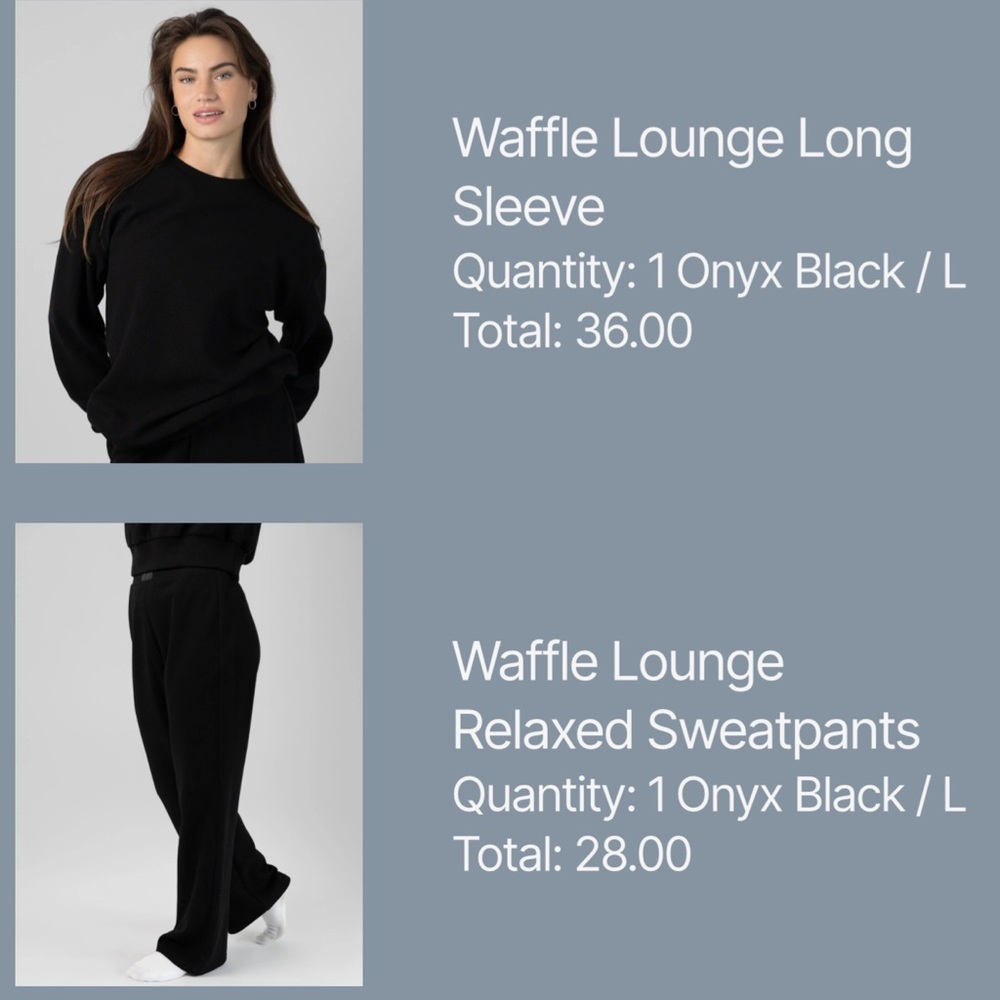 Comfrt waffle black top and bottom set size large